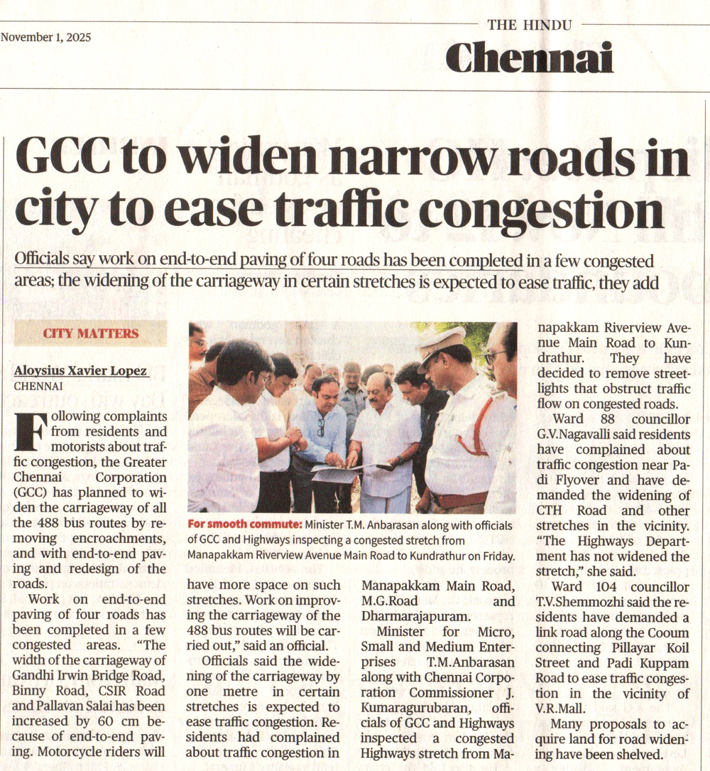 Traffic congestion in manapakkam